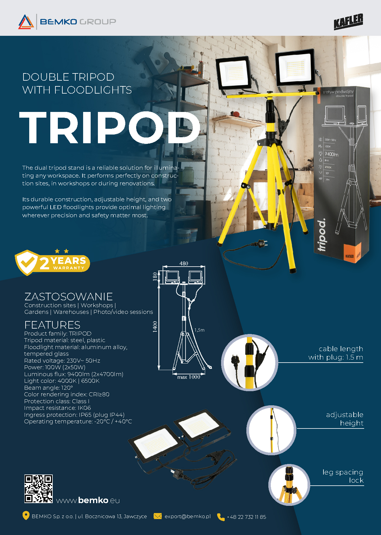 TRIPOD – Double tripod with LED floodlights for special tasks